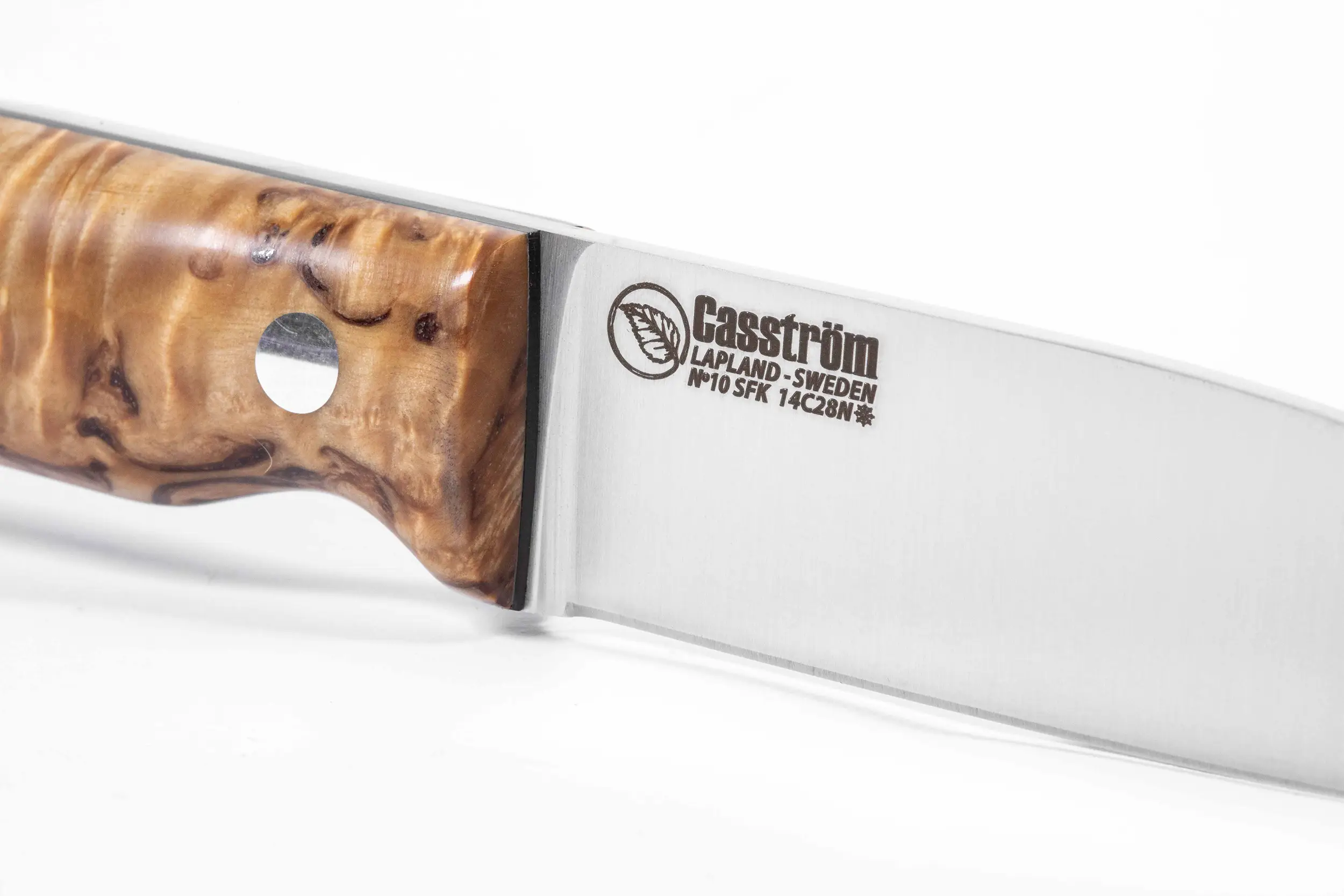 Casström - No.10 Swedish Forest Knife - Stabilised Curly Birch - 14C28n