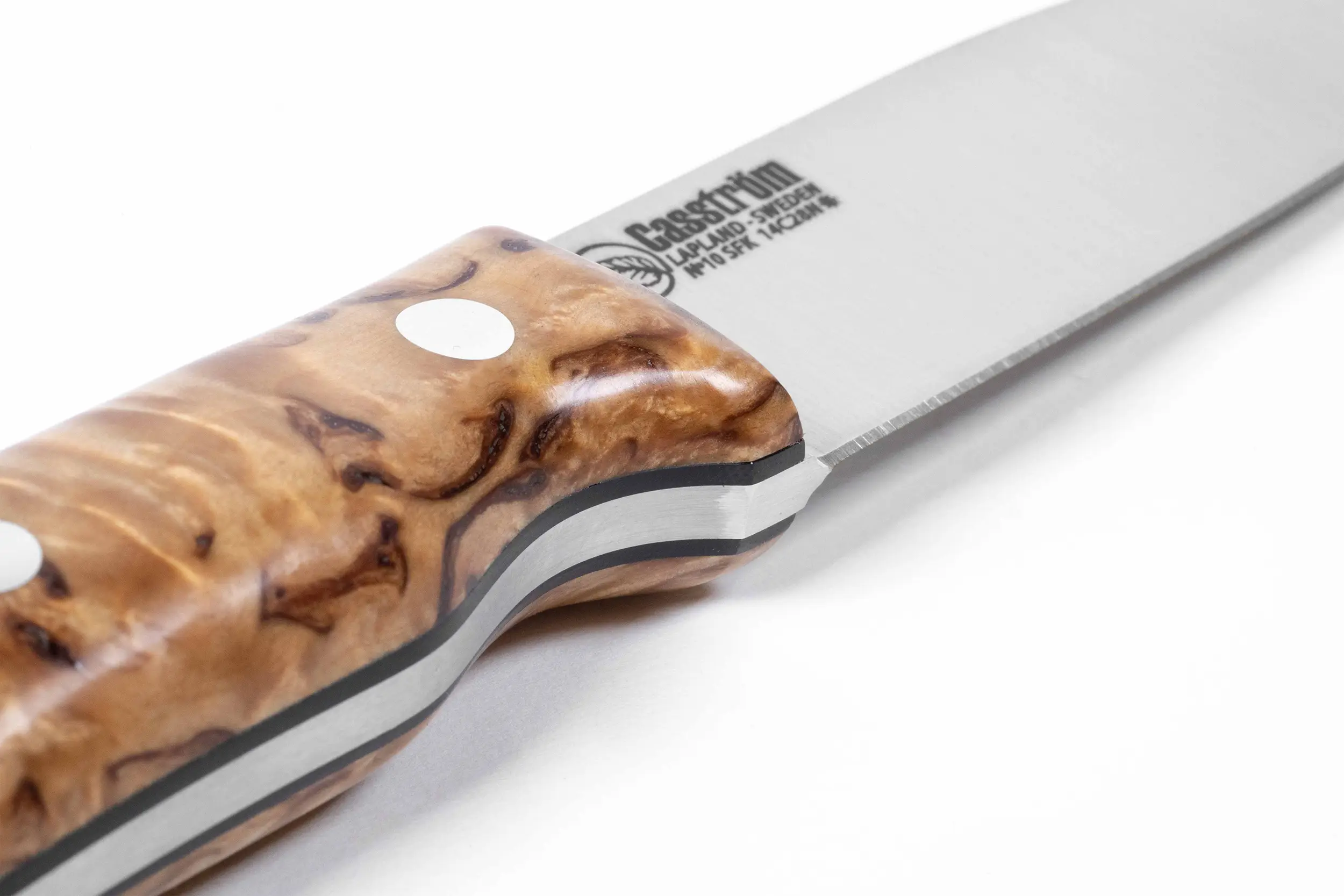 Casström - No.10 Swedish Forest Knife - Stabilised Curly Birch - 14C28n