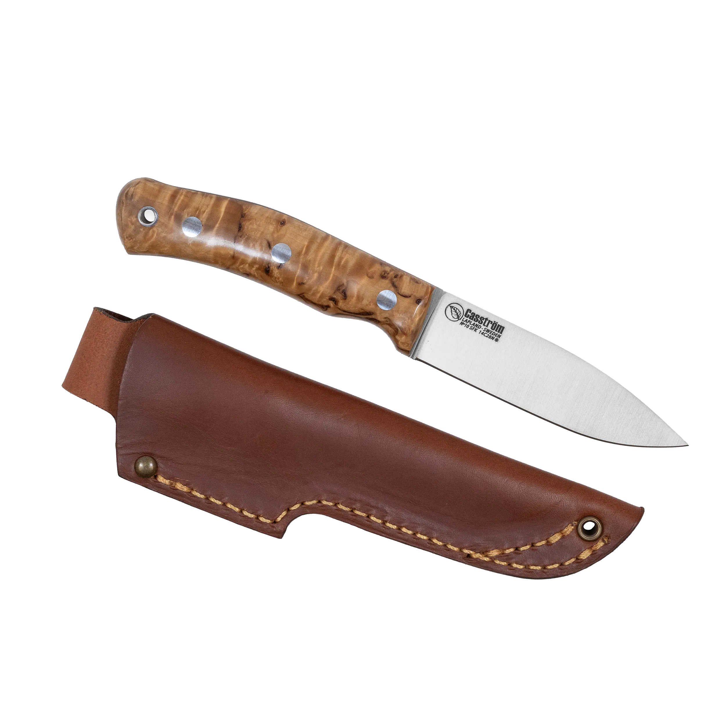 Casström - No.10 Swedish Forest Knife - Stabilised Curly Birch - 14C28n